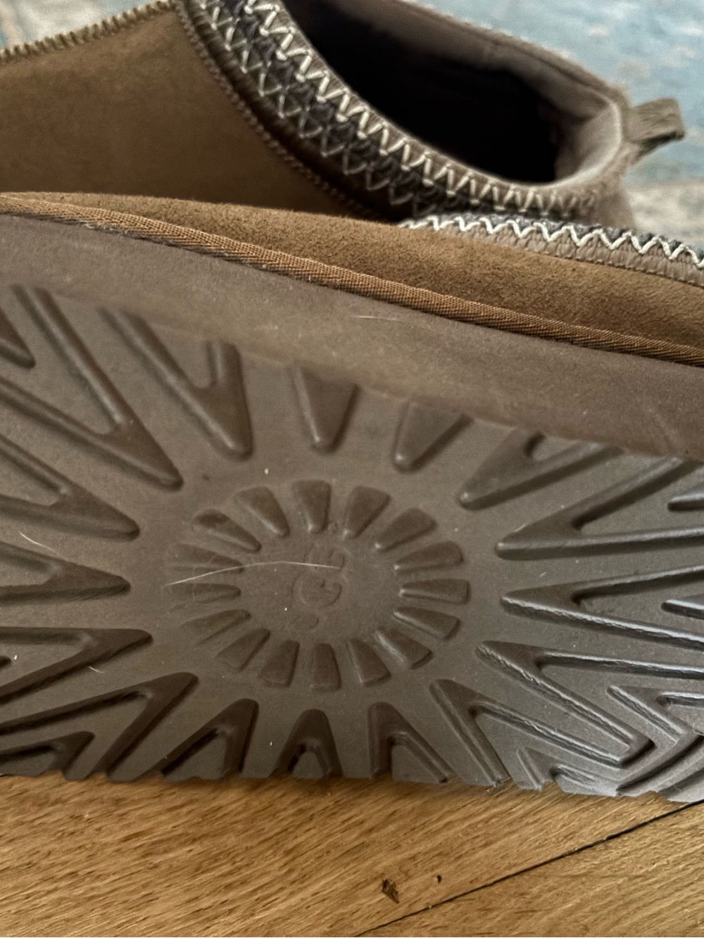 UGG Chestnut Suede Slip-On Mule with Stitched Trim - Picture 2 of 3